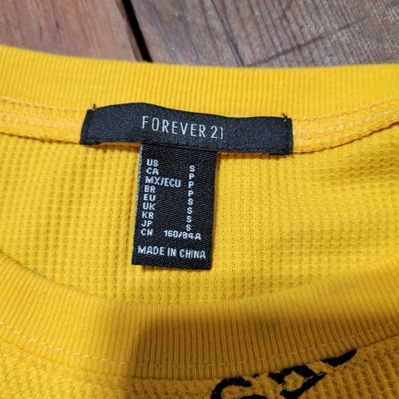 Forever 21 Crop Top Long Steve Blouse Promise Letters Sz S - Picture 6 of 6